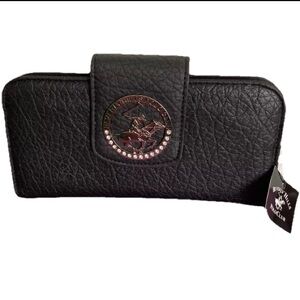 Beverly Hills Polo Club Blk Wallet Clutch Holds Credit Cards Cash and ID Pocket
